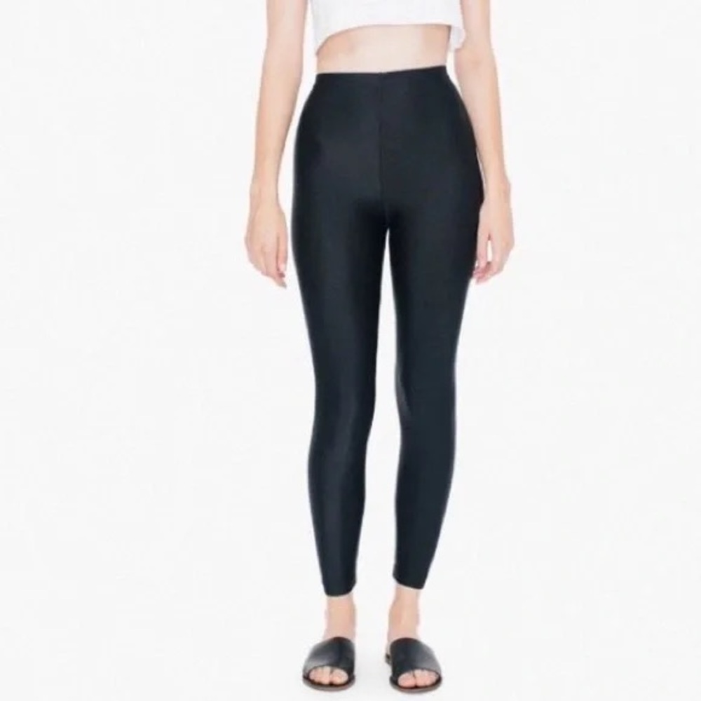 American apparel women’s black shiny leggings